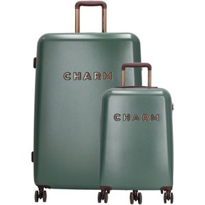 Charm London Capetown Premium Kofferset - ABS - TSA Slot - Travel Set - Suitcase Trolley Set - Donkergroen