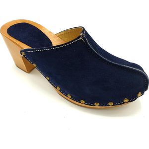 DINA Heels Blauw dames clogs suede