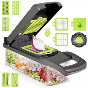 Beckenbau Nicer Dicer - Groentesnijder  - Uiensnijder - Mandoline - Multifunctionele Groentesnijder - Inclusief 7 Mesjes - Mandoline Keukensnijder - Mandoline Snijder - RVS