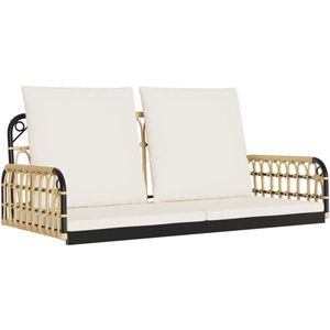 vidaXL Schommelbank met kussens 105x58x38 cm poly rattan en staal - Schommelbank - Schommelbanken - Houten Schommelbank - Schommelbank Rattan