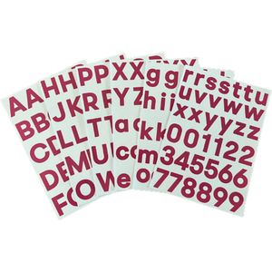 plakletters magenta | alfabet stickers | met cijfers | hoogte 4 cm
