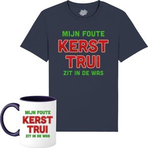 Mijn foute kersttrui zit in de was - Foute kersttrui kerstcadeau - Dames / Heren / Unisex Kleding - Grappige Kerst Outfit - T-Shirt met mok - Unisex - Navy Blauw - Maat XXL