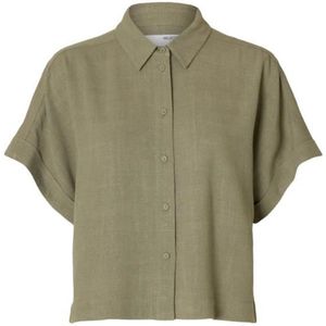 Selected Femme Viva SS Cropped Sun Shirt Vetiver