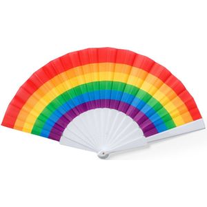 Waaier - Handwaaier - Festival waaier - Spaanse waaier - Pride vlag - 43 x 23 cm - Duurzaam - RPET - Regenboog