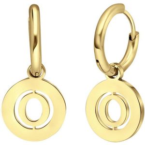 Lucardi Dames Goldplated oorbellen met letter - O - Oorbellen - Cadeau - Moederdag - Staal - Goudkleurig