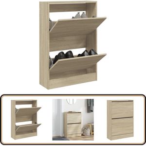 vidaXL Schoenenkast - Sonoma Eiken - 60x21x87,5 cm Schoenenrek - Schoenenrekken - Opbergrek Voor Schoenen - Schoenenstellage