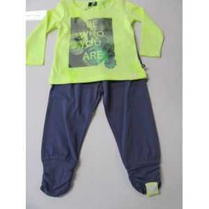 rumbl , kledingset , meisjes , tshirt lange mouw geel + jogging broek blauw , 92 / 98