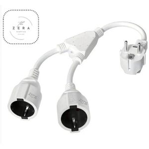 Zera,Verlengsnoer met Schuko Stopcontact - 0.34m Eén naar Drie Splitter, 2-in-1 Adapter, Flexibele Kabel, Max 3680W/16A/250V, Zwart, Europese Duitse Converter voor Tuin, Garage Buiten Gebruik, Stroomkabel, Industrieel Elektrisch, 220-240V, EU Stekker