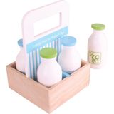 Boodschappen - Zuivel - In krat | houten speelgoed melkflessen voor winkel of keuken