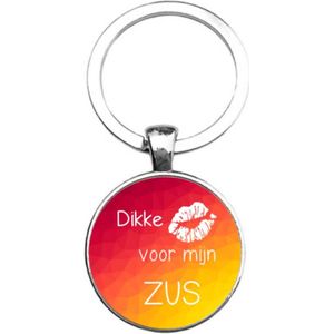 Sleutelhanger Glas - Dikke Kus Voor Mijn Zus