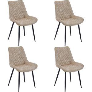 Colenis® - Adama Eetkamerstoel - Set Van 4 - Beige - Adoré Velvet - Design