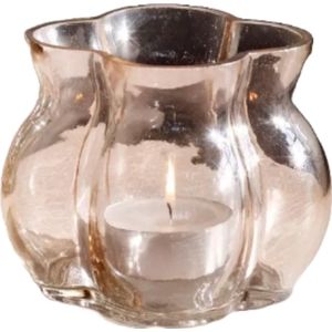 Waxinelichthouder glas – waxinelichthouder Daisy, klein – waxinelichthouder beige