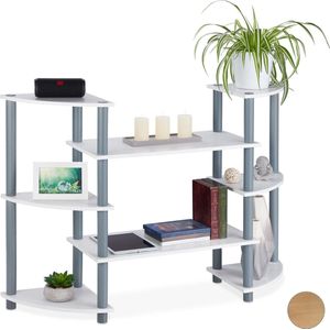 relaxdays wandkast - opbergrek - opbergkast - open kast - boekenkast - 8 planken wit