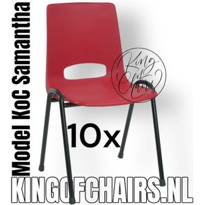 King of Chairs -set van 10- model KoC Samantha rood met zwart onderstel. Kantinestoel stapelstoel kuipstoel vergaderstoel kantine stapel stoel kantinestoelen stapelstoelen kuipstoelen arenastoel kerkstoel schoolstoel De Valk 3320 bezoekersstoel