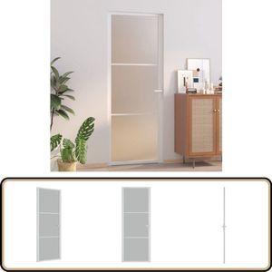 vidaXL Binnendeur - 76x201,5 cm - Matglas en Aluminium Binnendoor - Matglas Deur - Aluminium Deur - Witte Deur - Modern Design