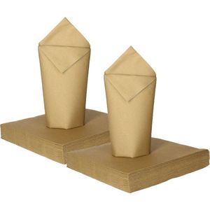 Givi Italia Feestelijke servetten - 100x - goud - 3 laags - 33 x 33 cm
