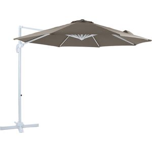 AXI Marisol Zweefparasol Ø 300cm Wit/taupe – Gepoedercoat aluminium frame met kruisvoet – 360° Draaibaar - Kantelbaar – UV werend doek