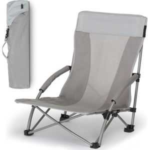 Opvouwbare strandstoel met mesh-ventilatie, klein pakformaat, draagbaar met verpakkingstas, opvouwbare zonnestoel, strandkruk, campingstoel met brede voeten en lage zithoogte