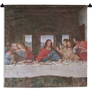 Wandkleed Da Vinci - Het laatste avondmaal - Leonardo da Vinci Wandkleed katoen 150x150 cm - Wandtapijt met foto