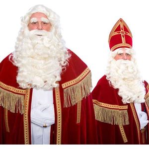 Pruik & baard - Sinterklaas - Losse snor & wenkbrauwen - Deluxe - TV