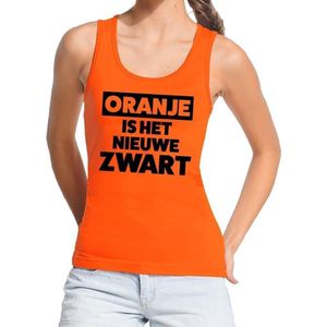 Oranje tekst tanktop / mouwloos shirt Oranje is het nieuwe zwart voor dames -  Koningsdag kleding XL