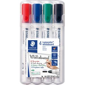 STAEDTLER Lumocolor whiteboard marker ronde punt - box 4 kleuren