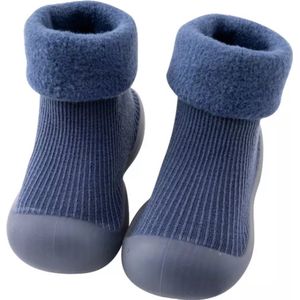 Fleece anti-slip babyschoentjes - Sok sloffen - Eerste loopschoentjes van Baby-Slofje - Effen blauw maat 22/23