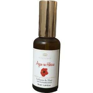 100% Pure Arganolie met Verfrissende Hibiscus Geur – 50ML | Natuurlijke Verzorging voor Huid, Haar & Nagels