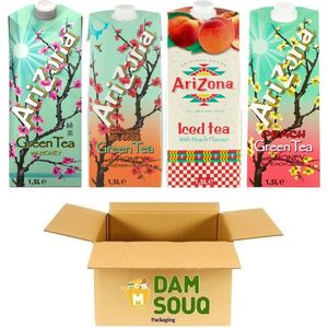 Damsouq® Iced Tea Mixpakket Arizona 4 soorten (Green Tea Honey, Green Tea Mandarin Orange, Green tea Peach, Peach) (4x 1,5L)