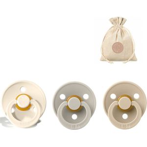 BIBS fopspenen T2 + speenzakje BolleToet - ivory, vanilla en sand - 6-18 maanden