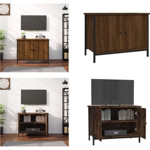 vidaXL Tv-meubel met deuren 60x35x45 cm bewerkt hout bruin eiken - Tv-meubel - Tv-meubels - Tv-standaard - Tv-meubel