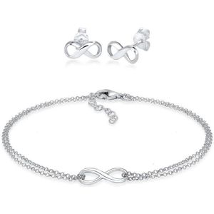 Elli Dames Sieraden Set Dames Infinity Symbol Stud Earrings Band Set Verstelbaar in 925 sterling zilver