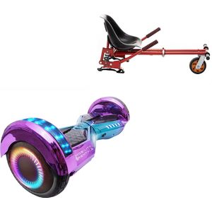 E-Mobility Rentals Hoverboard Met Schokdemper Hoverkart Rood - Lambo Infinity Basic - Standard Afstand - 6.5'' Wielen - Oxboard - 15kmh - Bluetooth Speakers - LED Verlichting - UL2272 Gecertificeerd - Anti lek banden - Cadeau voor Kinderen, Tieners e