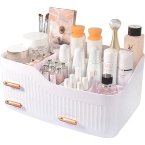 Make-up organizer met lades voor grote capaciteit - Wit cosmetica opbergbox voor slaapkamer en badkamer
