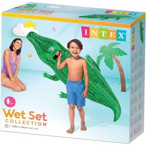 Opblaasbare Krokodil - Intex - Waterspeelgoed - Speelgoed - Inflatable crocodile - 168x86 cm - Opblaasfiguur - Opblaasband meer, zee en zwembad - Kamperen - Zwembadspeelgoed - Ride On crocodile - Alligator -