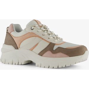 Supercracks dames dad sneakers beige roze - Maat 38 - Uitneembare zool