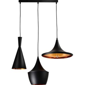 QUVIO Hanglamp Modern - 3 Lichtpunten met Verschillende Kappen - 36 X 65 X 38 cm