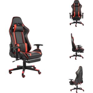 vidaXL Gamingstoel - Luxe - Hoge rugleuning - Ergonomisch - Zwart/rood - Metaal/PVC - 68 x 69 x (123-133) cm - 37 x 51 cm zitting - 44-54 cm zithoogte - 17-23 cm armleuning - 110 kg - Bureaustoel