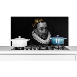 Spatscherm keuken 100x50 cm - Kookplaat achterwand Schilderij - Goud - Willem van Oranje - Muurbeschermer - Spatwand fornuis - Hoogwaardig aluminium