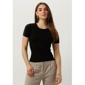 Rosemunde Benita Silk T-shirt W/ Lace Tops & T-shirts Dames - Shirt - Zwart - Maat S
