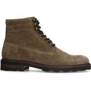 Manfield - Heren - Taupe suède veterboots - Maat 41