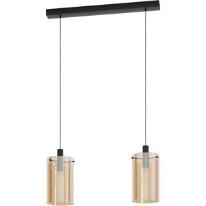 EGLO Polverara Hanglamp - 2 lichts - E27 - Glas - Zwart