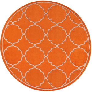 Tapijtenloods Binnen en Buiten Vloerkleed Berlin Outdoor Laagpolig Tapijt Oranje- 200 CM ROND