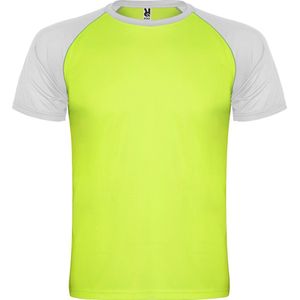 Fluor Groen met Wit unisex sportshirt korte mouwen Indianapolis merk Roly maat XL