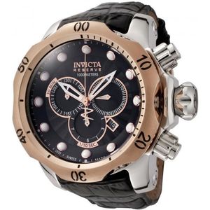 Invicta Reserve 0360 - Horloge - Heren - Leer - Zilverkleurig - Quartz - Ø 54 mm