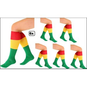 6x Paar sokken rood/geel/groen mt.39-42 - Carnaval themafeest party limburg Festival Thema