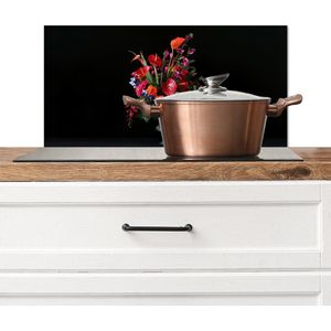 Spatscherm keuken 70x30 cm - Kookplaat achterwand Bloemen - Boeket - Sierlijk - Muurbeschermer - Spatwand fornuis - Hoogwaardig aluminium
