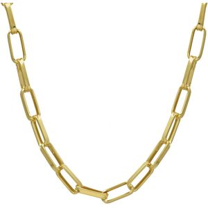 Cadeau voor haar - Victoria Cruz A4107-DG Zilveren Schakelketting - 42+5cm - Schakel 16,5x7,3mm - Zilver - Verguld/Goud op Zilver