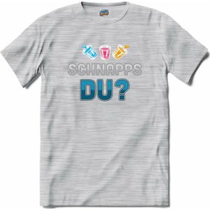 Schnapps Du? | Grappige apres ski dank kleding | Wintersport shirt - T-Shirt - Unisex - Donker Grijs - Gemêleerd - Maat XXL