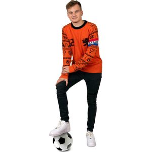 PartyXplosion - 100% NL & Oranje Kostuum - Kerst Voetbal Trui Twaalfde - Man - Rood / Wit / Blauw, Oranje - Large - Carnavalskleding - Verkleedkleding